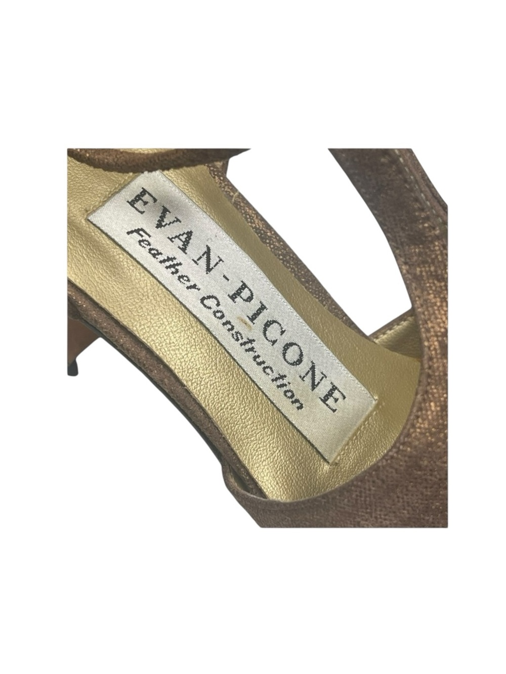 Vintage: Evan Picone 𖣊 T Strap D’Orsay Heels 𖣊 Textured Metallic Bronze 𖣊 7M - Picture 11 of 16